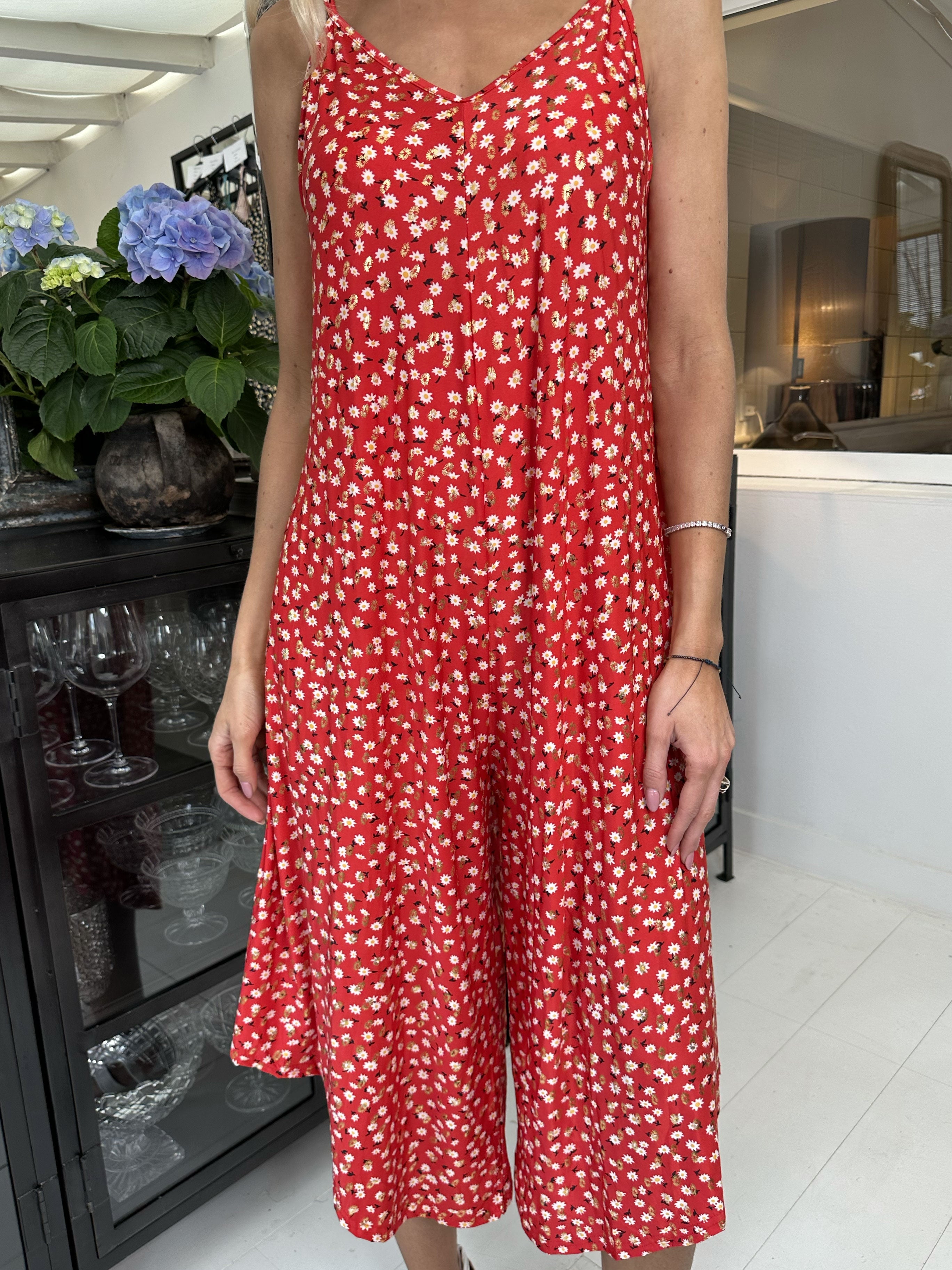 Felicia flower - Stretchig byxdräkt med vida ben - Rose